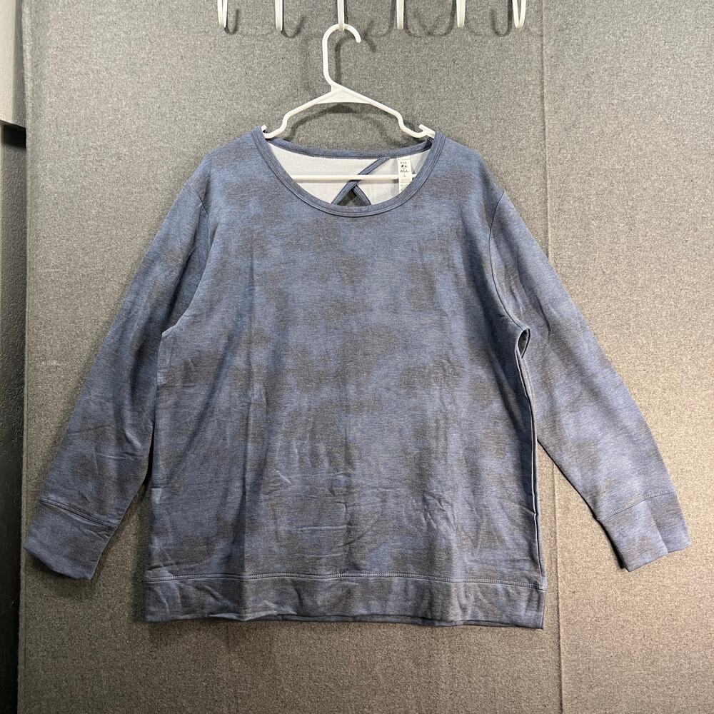 Fit 4 All by Carrie Wightman Tye-Dye Teardrop Back Pullover Catamaran Navy Large